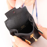 Hermès Noir Tadelakt Micro Kelly Twilly Bag Charm GHW