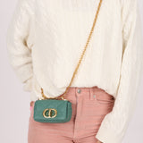 Dior 2021 Turquoise Supple Calfskin Cannage Micro Caro Bag