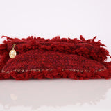 Chanel 17 Tweed Red Medallion Clutch