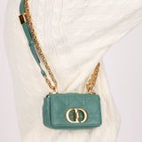 Dior 2021 Turquoise Supple Calfskin Cannage Micro Caro Bag