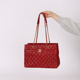 Chanel 2015 Red Caviar Paris Tote Bag