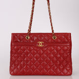 Chanel 2015 Red Caviar Paris Tote Bag