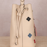 Limited Edition Louis Vuitton Calfskin LockMe Fleurs Bucket w/ LockMe Fleurs Wallet