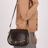 Rare Hermès 1984 Chocolat Box Calf Passe Guide Shoulder Bag