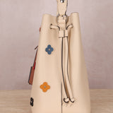 Limited Edition Louis Vuitton Calfskin LockMe Fleurs Bucket w/ LockMe Fleurs Wallet