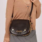Rare Hermès 1984 Chocolat Box Calf Passe Guide Shoulder Bag