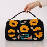 Fendi Shearling Floral Baguette