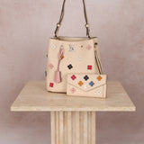 Limited Edition Louis Vuitton Calfskin LockMe Fleurs Bucket w/ LockMe Fleurs Wallet