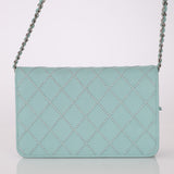 Chanel 2020 Robin's Egg Blue Calfskin Wildstitch Wallet on Chain