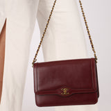 Chanel 1989 Bordeaux Boxcalf Coco Luxe Frame Single Flap