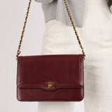 Chanel 1989 Bordeaux Boxcalf Coco Luxe Frame Single Flap
