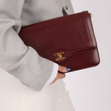 Chanel 1989 Bordeaux Boxcalf Coco Luxe Frame Single Flap