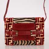 Rare Fendi Lizard Leather and Zebra Ponyhair Shoulder Bag