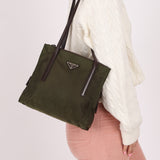 Prada Lambskin Trimmed Metropolitan Tessuto Tote