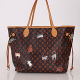Limited Edition Louis Vuitton x Grace Coddington Catogram Neverfull MM with Pouch