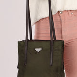 Prada Lambskin Trimmed Metropolitan Tessuto Tote