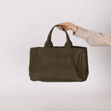 Prada Olive Leather Embossed Medium Canapa Tote
