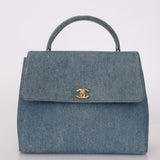 Rare Chanel 1997 Denim Kelly Top Handle