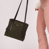 Prada Lambskin Trimmed Metropolitan Tessuto Tote