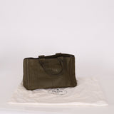 Prada Olive Leather Embossed Medium Canapa Tote