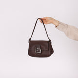 Fendi Calfskin Selleria Chocolate Mini Mamma Baguette