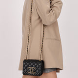 Chanel 2021 Crystal CC Full Flap Bag Quilted Lambskin Mini