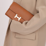 Hermès 2019 Gold Evercolor Constance Wallet GHW w Custom Strap