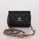 Chanel 2021 Caviar Classic Flap Charms Cardholder on Chain