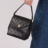 Vintage Chanel 1991 Lambskin Turnlock Kelly Top Handle 24K GP
