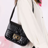 Celine Croc Embossed Triomphe Shoulder Bag