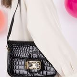 Celine Croc Embossed Triomphe Shoulder Bag