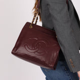 Chanel 1994 Bordeaux Timeless Zip Shopping Tote
