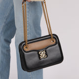 Fendi Leather Black Karligraphy Pocket Chain Bag