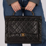Ultra-Rare Chanel 1994 Lambskin Double-Sided Turnlock Chain Top Handle 24K GP