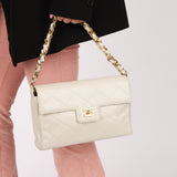Rare Chanel 2002 Iridescent Caviar Turnlock Single Flap Bag 24k GP