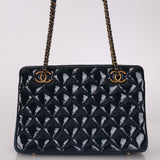 Chanel 2015 Patent Goatskin Eyelet Tote
