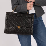 Ultra-Rare Chanel 1994 Lambskin Double-Sided Turnlock Chain Top Handle 24K GP
