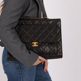Ultra-Rare Chanel 1994 Lambskin Double-Sided Turnlock Chain Top Handle 24K GP