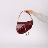 Rare Dior 2000 Red Patent Medium Diorissimo Saddle Bag