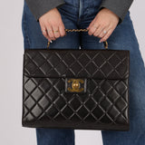Ultra-Rare Chanel 1994 Lambskin Double-Sided Turnlock Chain Top Handle 24K GP