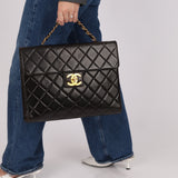 Ultra-Rare Chanel 1994 Lambskin Double-Sided Turnlock Chain Top Handle 24K GP