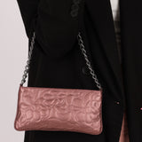 Chanel 2004 Metallic Rose-Gold Camellia Chain Pochette