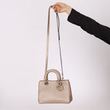 Dior 2014 Metallic Pebbled Leather Champagne Mini Diorissimo Tote