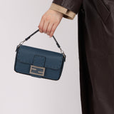 Fendi Blue Cuoio Romano Baguette Bag