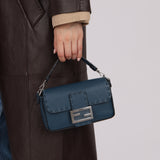 Fendi Blue Cuoio Romano Baguette Bag