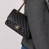 Chanel 2008 Classic Caviar Medium Double Flap Bag 24K GP
