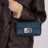 Fendi Blue Cuoio Romano Baguette Bag