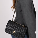 Chanel 2008 Classic Caviar Medium Double Flap Bag 24K GP