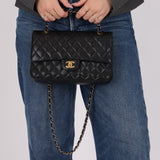 Chanel 2008 Classic Caviar Medium Double Flap Bag 24K GP