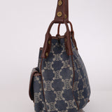 Celine Denim Triomphe Front Pocket Shoulder Bag